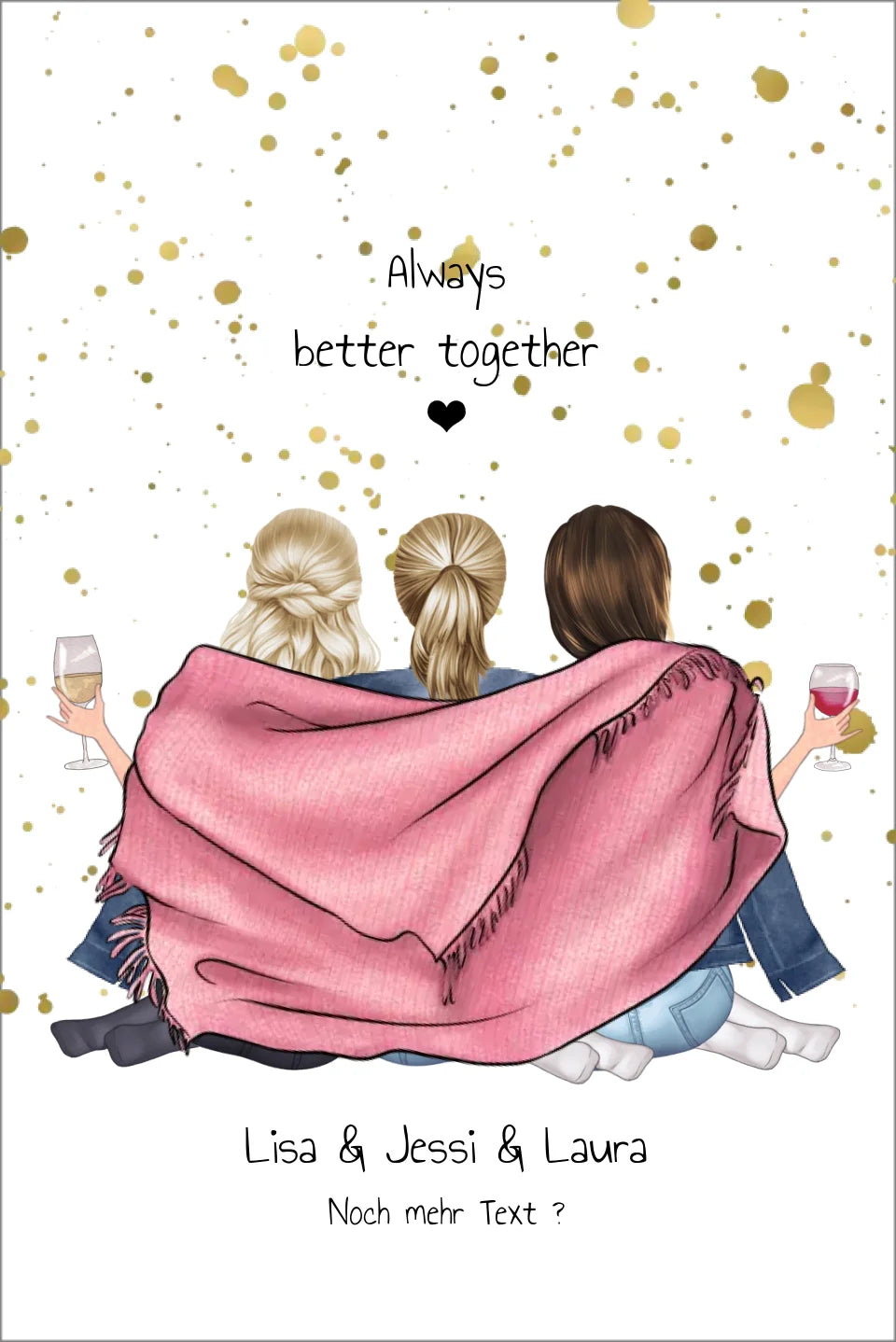 Personalisiertes Poster Geschenk - 3 Beste Freundinnen Geburtstag - Best Friends