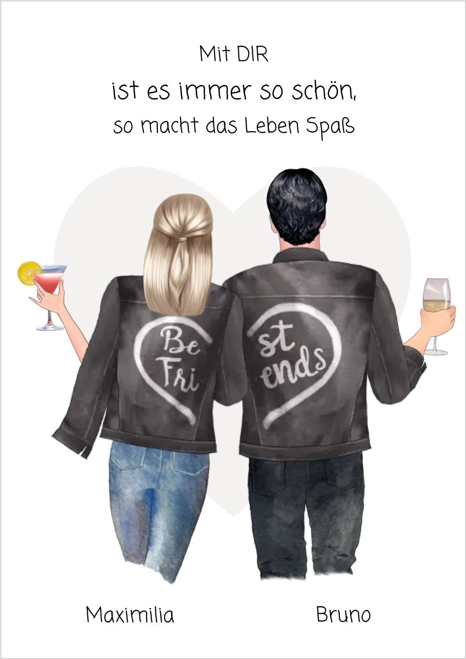 Personalisiertes Geschenk Freundin / Freund - Pärchenbild Partnerbild Poster mit Spruch - Freundschaftsgeschenk, Geschenk Partnerschaft