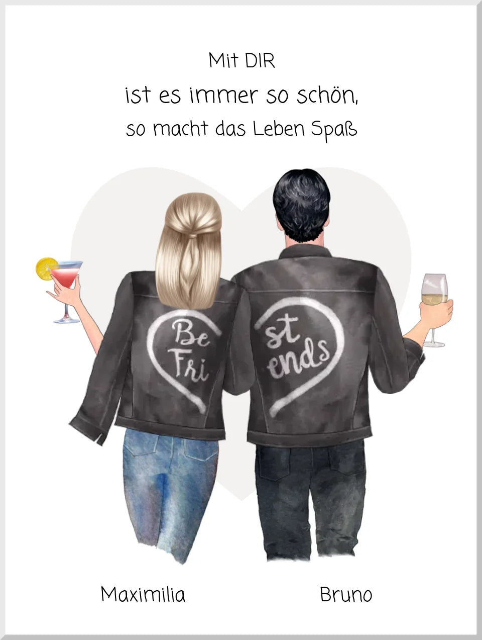 Personalisiertes Geschenk Freundin / Freund - Pärchenbild Partnerbild Poster mit Spruch - Freundschaftsgeschenk, Geschenk Partnerschaft