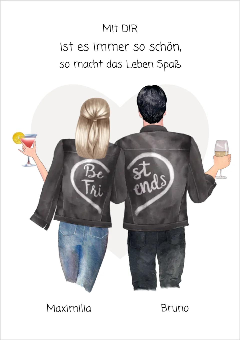 Personalisiertes Geschenk Freundin / Freund - Pärchenbild Partnerbild Poster mit Spruch - Freundschaftsgeschenk, Geschenk Partnerschaft