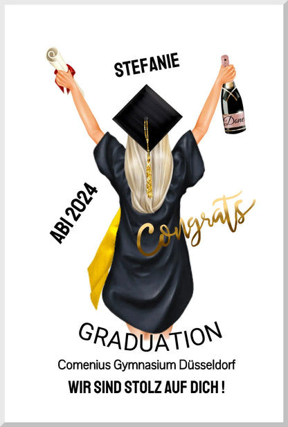 Personalisiertes Poster Geschenk ABI - Wir sind stolz auf Dich - Abitur Geschenk für Mädchen