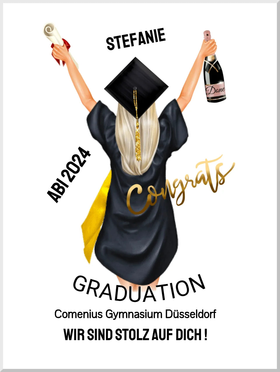 Personalisiertes Poster Geschenk ABI - Wir sind stolz auf Dich - Abitur Geschenk für Mädchen