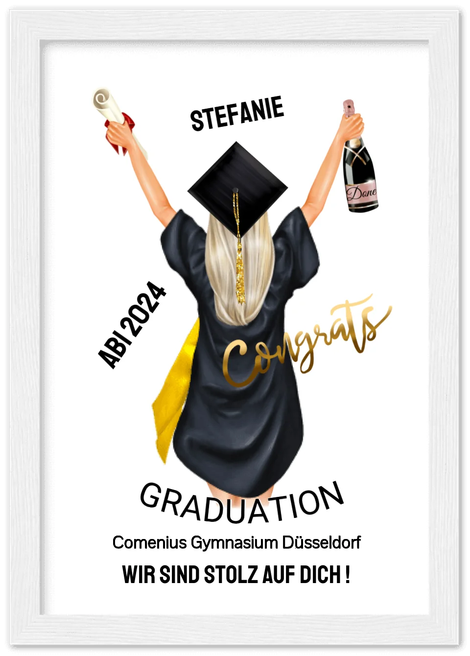 Personalisiertes Poster Geschenk ABI - Wir sind stolz auf Dich - Abitur Geschenk für Mädchen