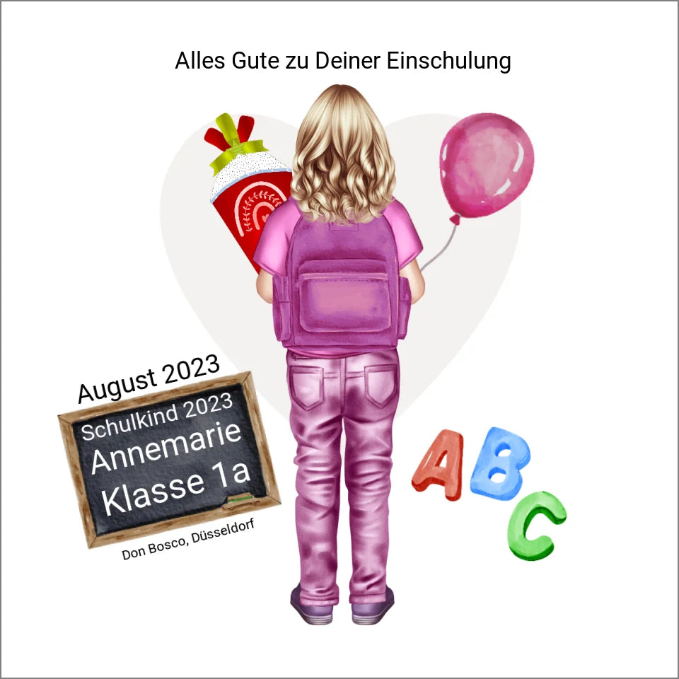 Personalisiertes Poster Geschenk - Einschulungsgeschenk Schulkind 2023 Mädchen 2