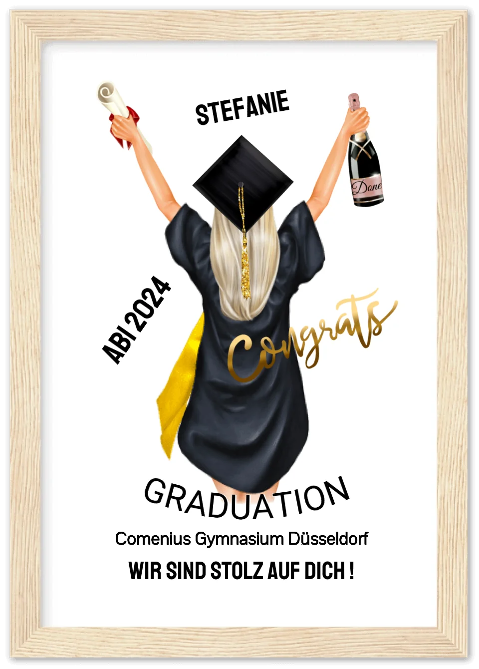 Personalisiertes Poster Geschenk ABI - Wir sind stolz auf Dich - Abitur Geschenk für Mädchen