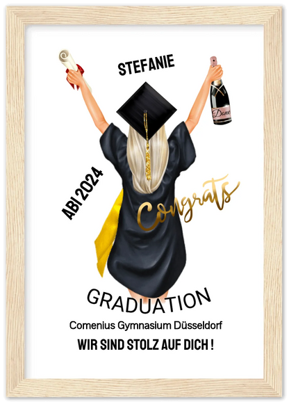 Personalisiertes Poster Geschenk ABI - Wir sind stolz auf Dich - Abitur Geschenk für Mädchen