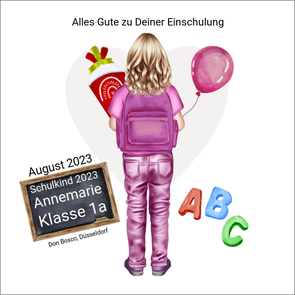 Personalisiertes Poster Geschenk - Einschulungsgeschenk Schulkind 2023 Mädchen 2