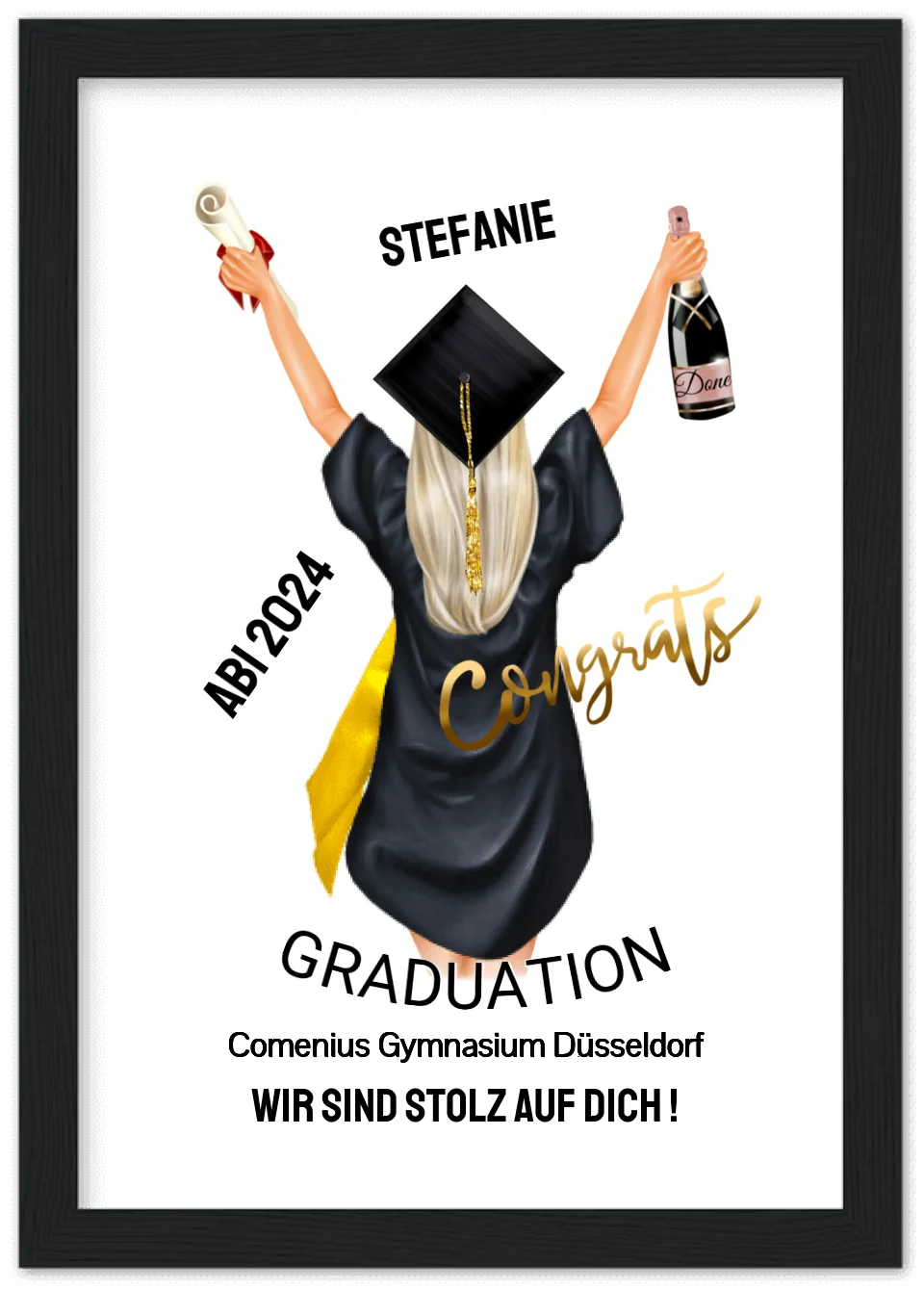 Personalisiertes Poster Geschenk ABI - Wir sind stolz auf Dich - Abitur Geschenk für Mädchen