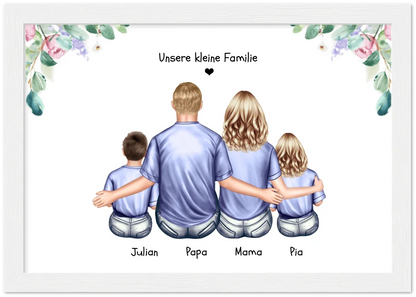 Personalisiertes Geschenk Familie Familienbild mit 2+3 Kindern