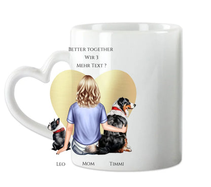 Personalisiertes Geschenk Mädchen / Frau mit 2 Hunden personalisierte Tasse - Geburtstagsgeschenk  Hundebesitzerin Weihnachtsgeschenk