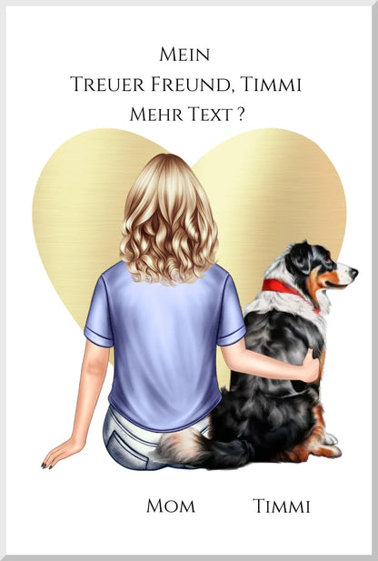 Hundebesitzerin Geschenk - Personalisiertes Poster für Freundin / Mädchen / Frau mit Hund - Geburtstagsgeschenk Weihnachtsgeschenk