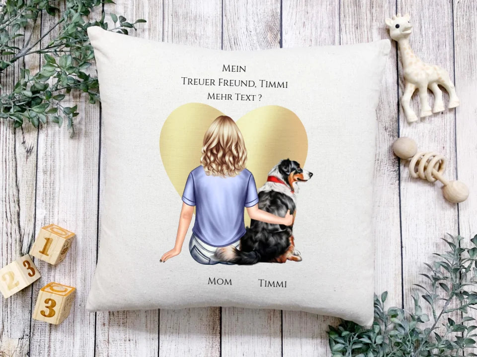 Personalisiertes Hundebesitzerin Geschenk für Freundin, Mädchen mit Hund - Deko Kissen Geburtstagsgeschenk, Weihnachtsgeschenk