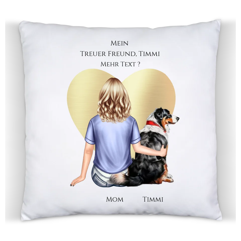 Personalisiertes Hundebesitzerin Geschenk für Freundin, Mädchen mit Hund - Deko Kissen Geburtstagsgeschenk, Weihnachtsgeschenk