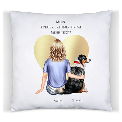 Personalisiertes Hundebesitzerin Geschenk für Freundin, Mädchen mit Hund - Deko Kissen Geburtstagsgeschenk, Weihnachtsgeschenk