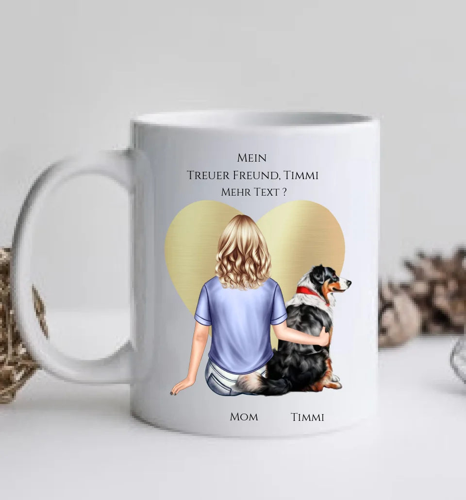 Geschenk Mädchen / Frau mit Hund Tasse personalisiert - Geburtstagsgeschenk Geschenk Hundebesitzerin Weihnachtsgeschenk