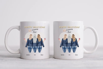 Personalisierte Tasse zum 33. Geburtstag Geschenk für Frauen - Geschenk für Freundin / 3 Freundinnen mit Name