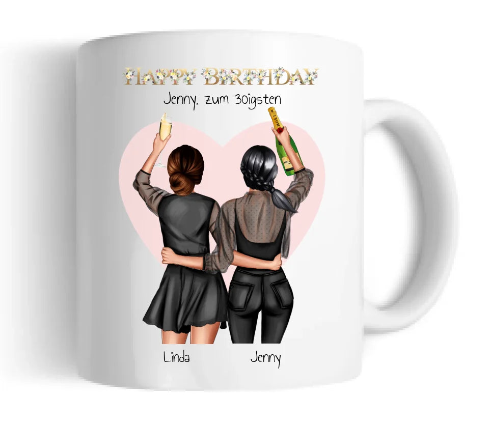 30 Geburtstag Geschenk Freundin - personalisierte Tasse 3 Freundinnen - Geschenkidee Geburtstag Glückwünsche