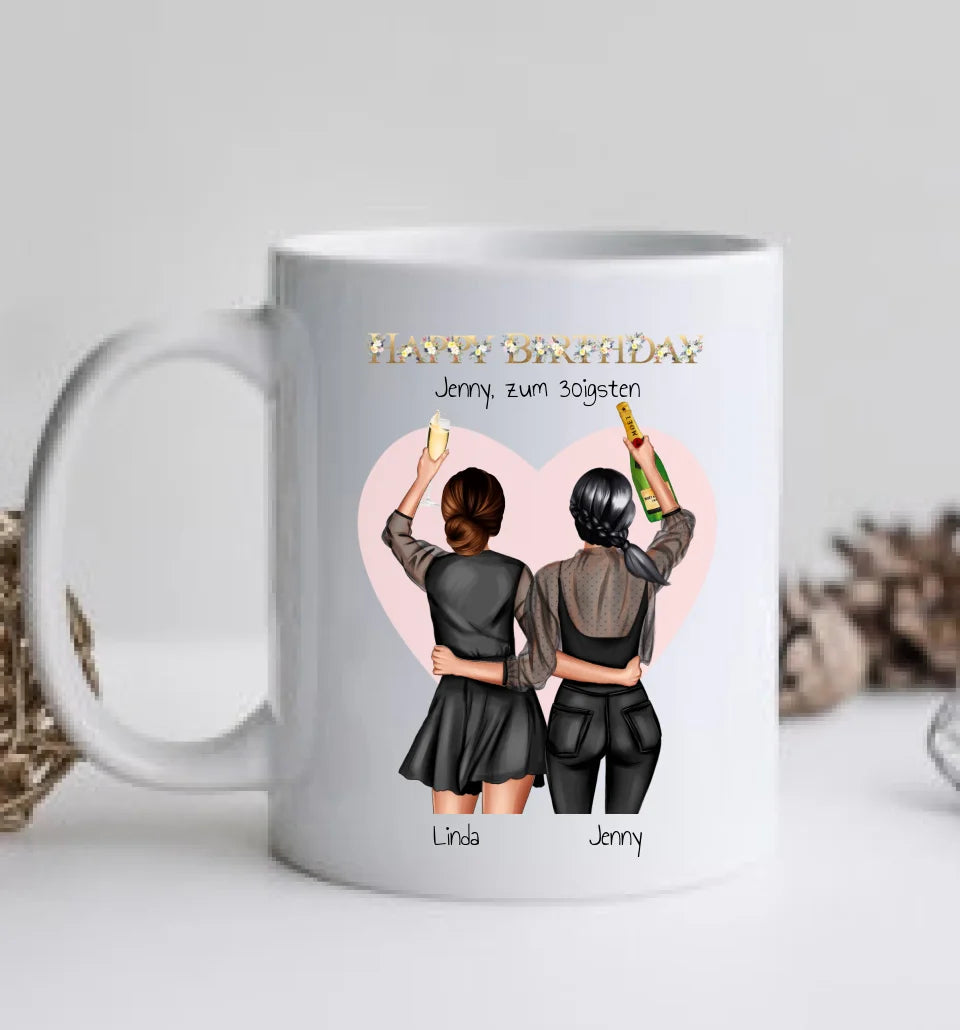 30 Geburtstag Geschenk Freundin - personalisierte Tasse 3 Freundinnen - Geschenkidee Geburtstag Glückwünsche