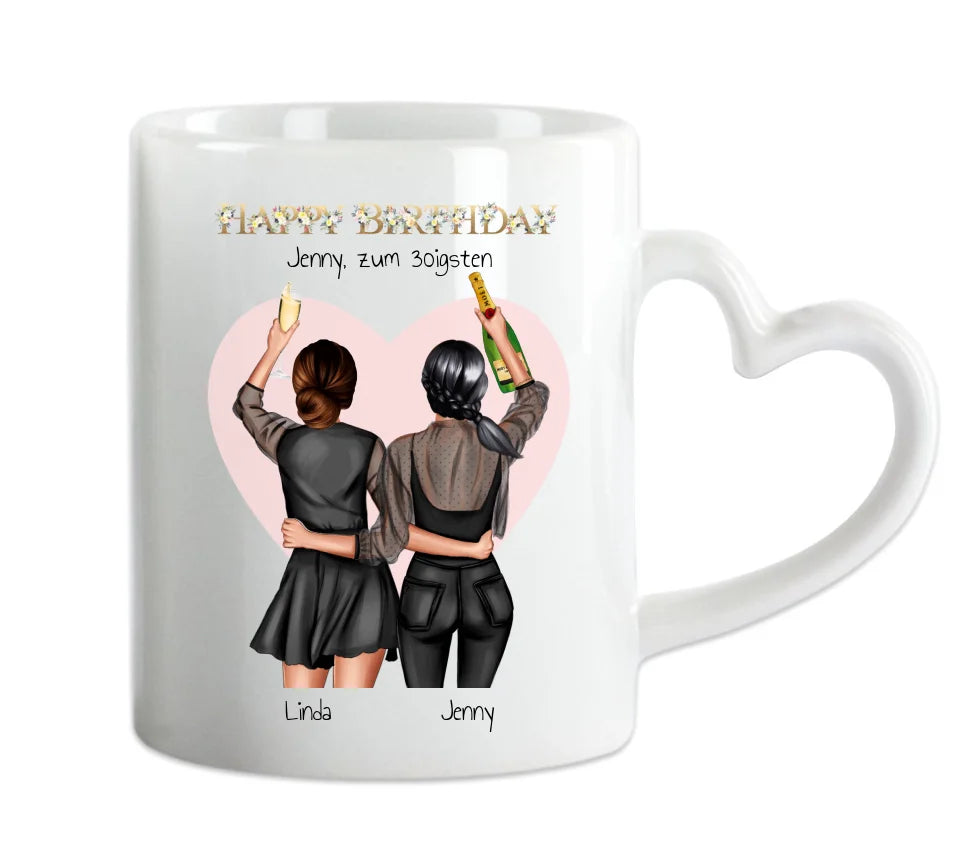 30 Geburtstag Geschenk Freundin - personalisierte Tasse 3 Freundinnen - Geschenkidee Geburtstag Glückwünsche