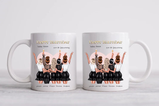 Personalisierte Tasse für Beste Freundin ( 5 Freundinnen) zum 25. Geburtstag