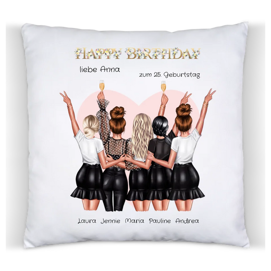 25. Geburtstag Geschenk Freundin / Frauen - Geschenkidee personalisiertes Kissen Geschenk für Freundin / 5 Freundinnen