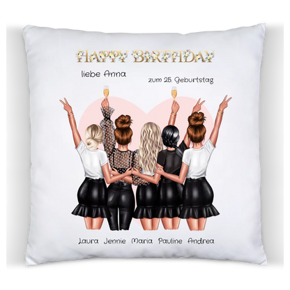 25. Geburtstag Geschenk Freundin / Frauen - Geschenkidee personalisiertes Kissen Geschenk für Freundin / 5 Freundinnen