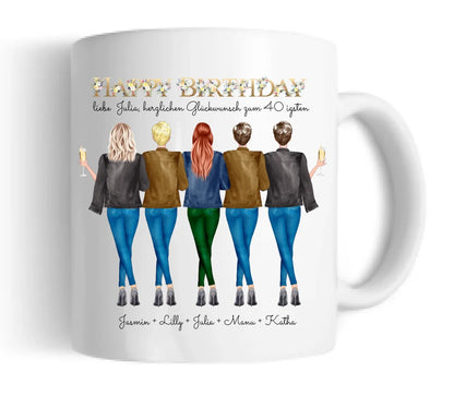 Personalisierte Tasse 40. Geburtstag Geschenk Freundin - Geschenkidee Frau / 5 Freundinnen mit Name