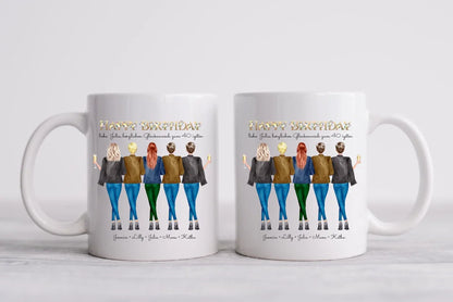 Personalisierte Tasse 40. Geburtstag Geschenk Freundin - Geschenkidee Frau / 5 Freundinnen mit Name