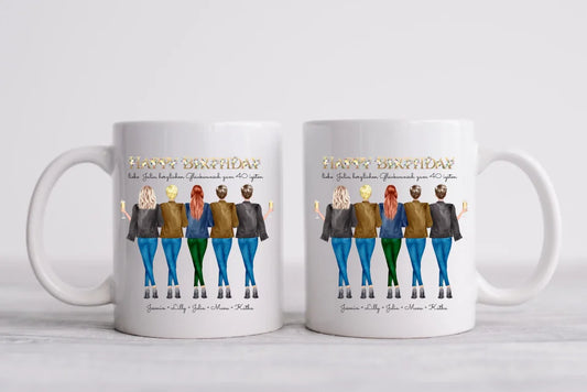 Personalisierte Tasse 40. Geburtstag Geschenk beste Freundin - 5 Freundinnen Geschenkidee