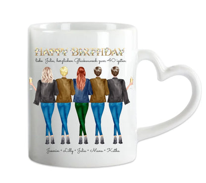 Personalisierte Tasse 40. Geburtstag Geschenk Freundin - Geschenkidee Frau / 5 Freundinnen mit Name