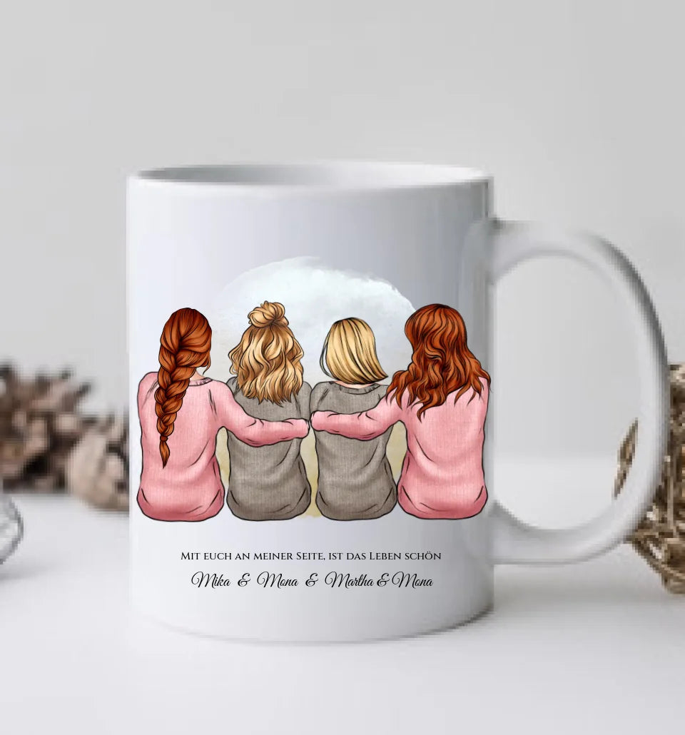 Personalisierte Tasse Geschenk für beste Freundin / 4 Freundinnen & Frauen - personalisierte Tasse mit Name und Spruch