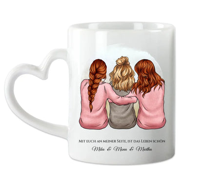 Geschenk für Freundin / 3 Freundinnen - personalisierte Tasse für Mädchen mit Name und Spruch - Geburtstag Geschenk Frau