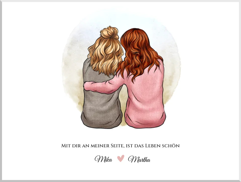 Beste Freundin Geschenk mit Spruch | Freundinnen Bild | Poster 2 Freundinnen Bild Geschenk | Geburtstag Geschenk beste Freundin