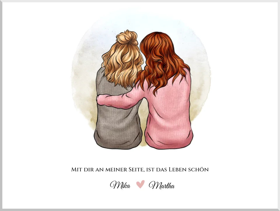 Beste Freundin Geschenk mit Spruch | Freundinnen Bild | Poster 2 Freundinnen Bild Geschenk | Geburtstag Geschenk beste Freundin