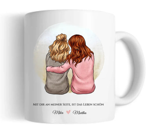 Personalisierte Tasse Geschenk für Freundin / 2 Freundinnen - Becher für Mädchen - Geburtstag Geschenk Frau