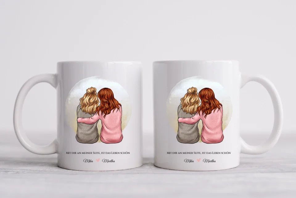 Personalisierte Tasse Geschenk für Freundin / 2 Freundinnen - Becher für Mädchen - Geburtstag Geschenk Frau