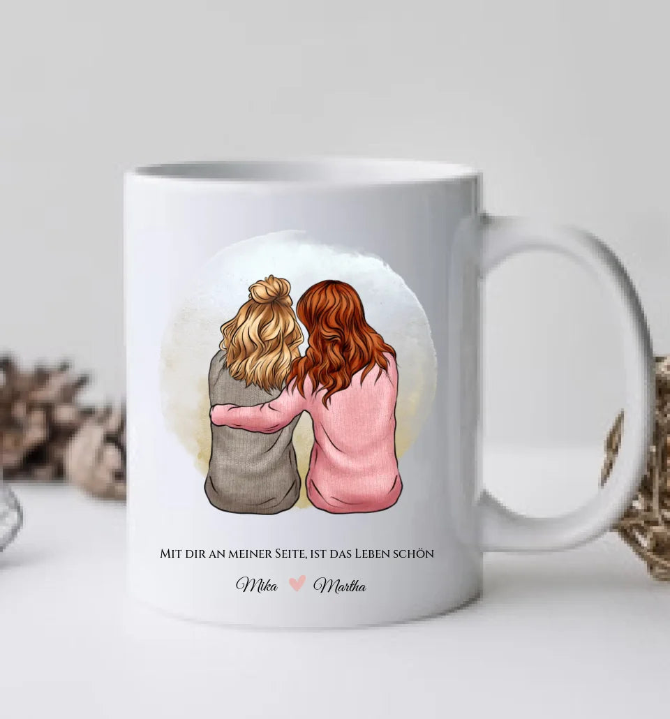 Personalisierte Tasse Geschenk für Freundin / 2 Freundinnen - Becher für Mädchen - Geburtstag Geschenk Frau