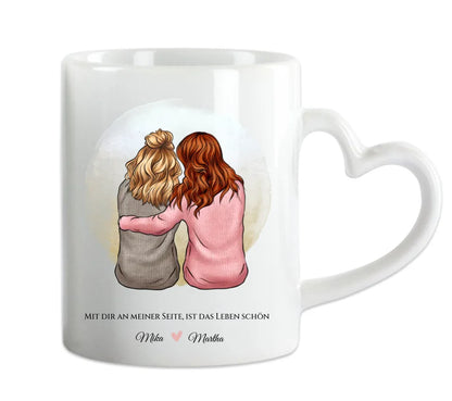 Personalisierte Tasse Geschenk für Freundin / 2 Freundinnen - Becher für Mädchen - Geburtstag Geschenk Frau