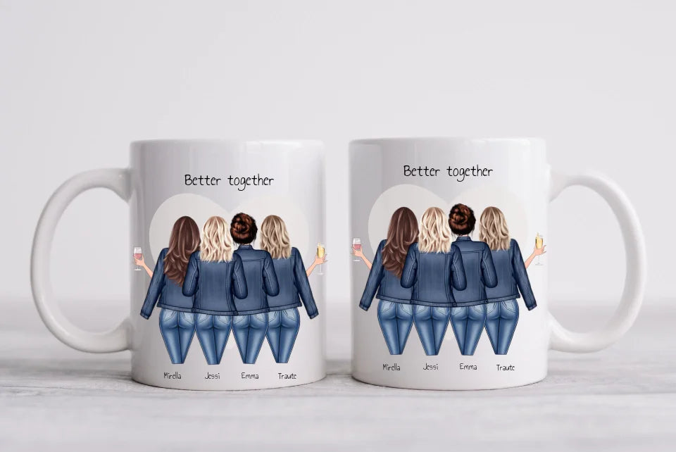 4 Beste Freundinnen Tasse Geschenk personalisiert - Geschenk Freundin Geburtstagsgeschenk