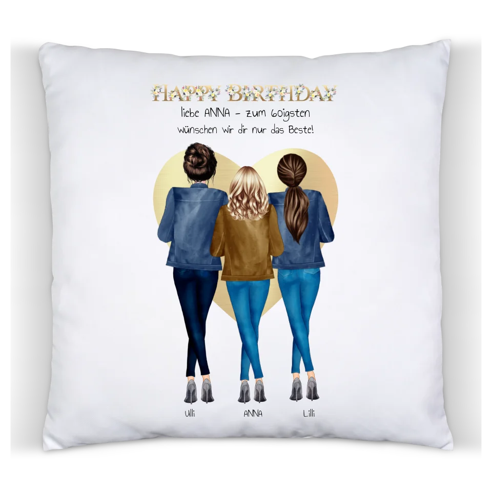 60 Geburtstag Geschenk Freundin personalisiertes Deko Kissen | Happy Birthday Geschenk Schwester | Kollegin | Mama