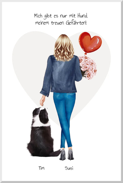 Hundebesitzerin Geschenk Hund Bild - Poster Hund personalisiert Geburtstag Geschenk Freundin / Mädchen / Frau Leinwanddruck Leinwandbild