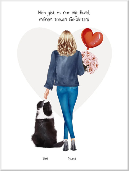 Hundebesitzerin Geschenk Hund Bild - Poster Hund personalisiert Geburtstag Geschenk Freundin / Mädchen / Frau Leinwanddruck Leinwandbild