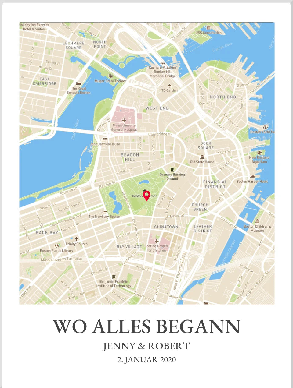 Poster "Wo alles begann Koordinaten" Personalisiertes Stadtkarte Poster | Lieblingsort | Städteposter Map Koordinaten Bild | Umzug