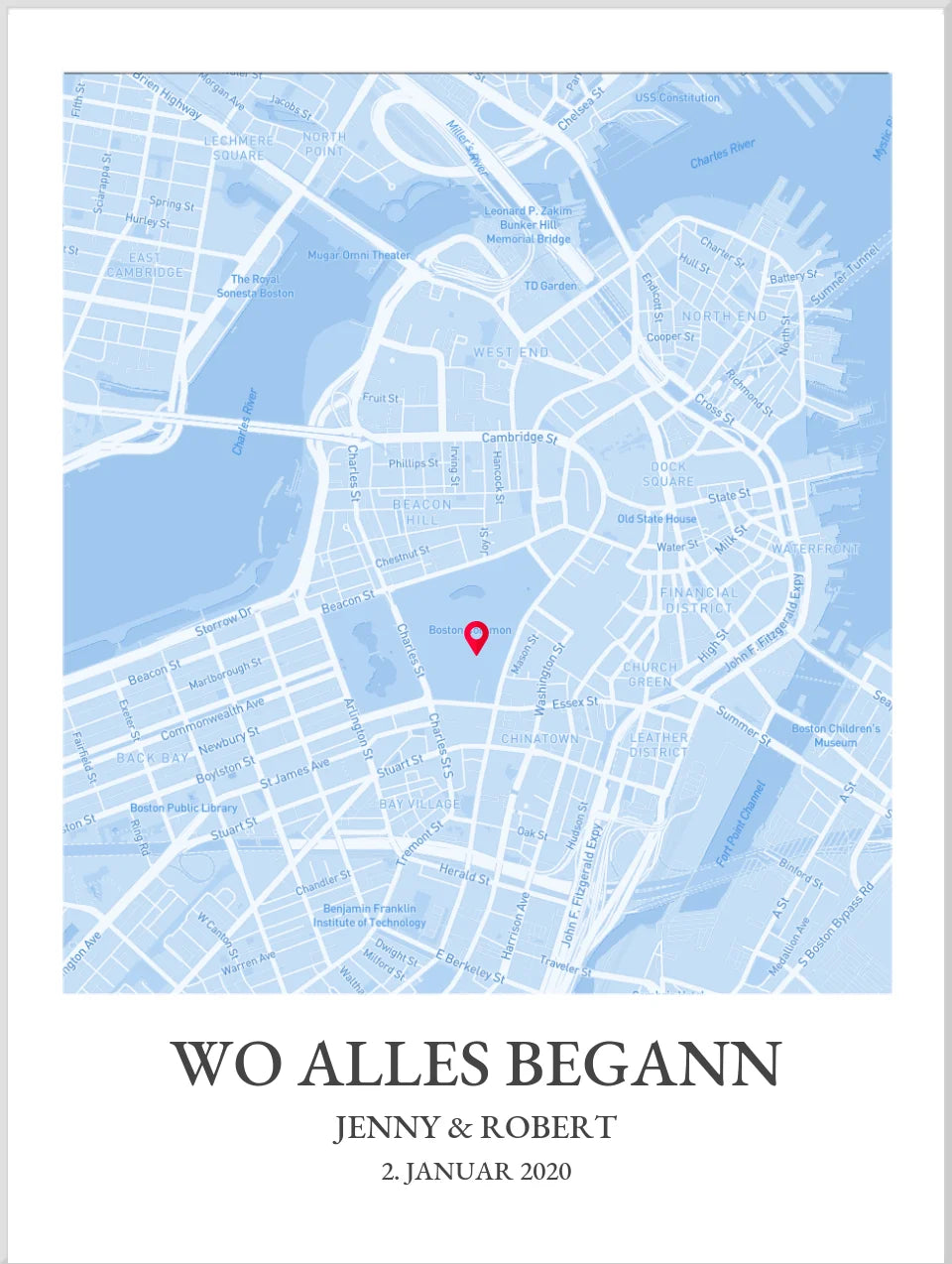 Stadtkarte Poster | Wo alles begann | Personalisiertes Städteposter Map Koordinaten Bild