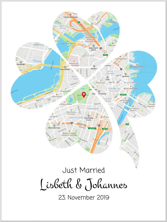 Kleeblatt Hochzeitsgeschenk personalisiert | Geschenk Brautpaar | Geschenk Hochzeit | Hochzeitstag Jahrestag Verlobung | Geschenk Pärchen Leinwanddruck Leinwandbild