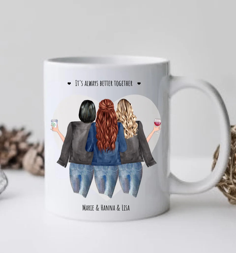 Personalsierte Tasse Geschenk 3 Beste Freundinnen,  Kaffeebecher, 

Beste Freunde Freundschaftsgeschenk, Geburtstagsgeschenk, Weihnachtsgeschenk