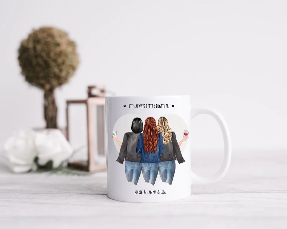 Personalsierte Tasse Geschenk 3 Beste Freundinnen,  Kaffeebecher, 

Beste Freunde Freundschaftsgeschenk, Geburtstagsgeschenk, Weihnachtsgeschenk