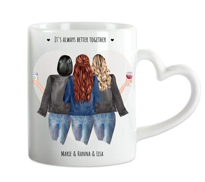 Personalsiertes beste Freunde Geschenk - 3 Beste Freundinnen Tasse, Kaffeebecher - Geschenk Schwester, Mama, Kollegin - Geburtstagsgeschenk, Weihnachtsgeschenk