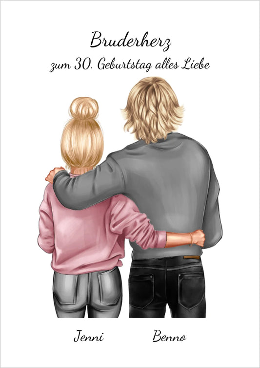 Geschenk 30 Geburtstag Bruder - Bild Geburtstagsgeschenk von Schwester - Weihnachtsgeschenk Poster