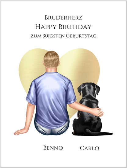 Geschenk 30 Geburtstag Bruder Poster - Bild Geburtstagsgeschenk von Schwester - Weihnachtsgeschenk Leinwanddruck Leinwandbild